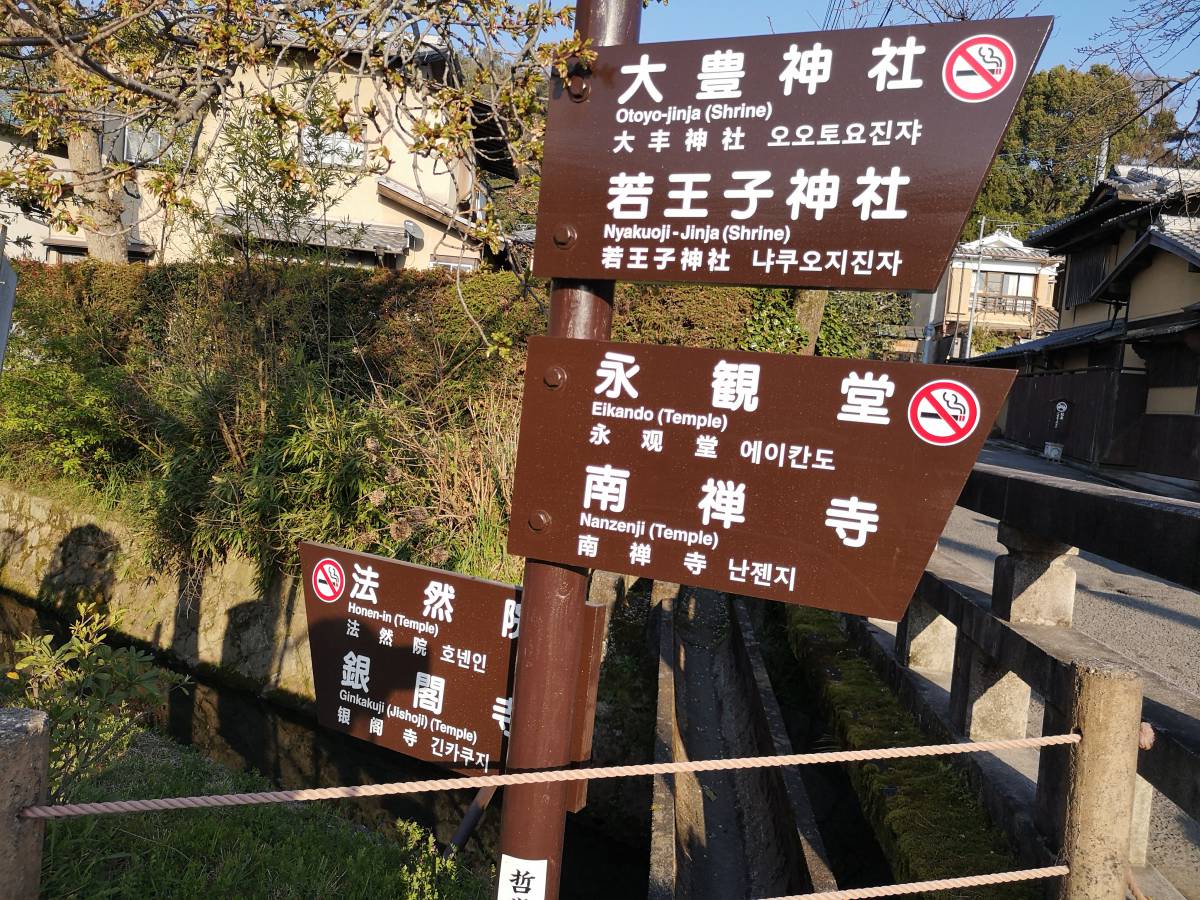 Direction indicator to various temples Philosophers path