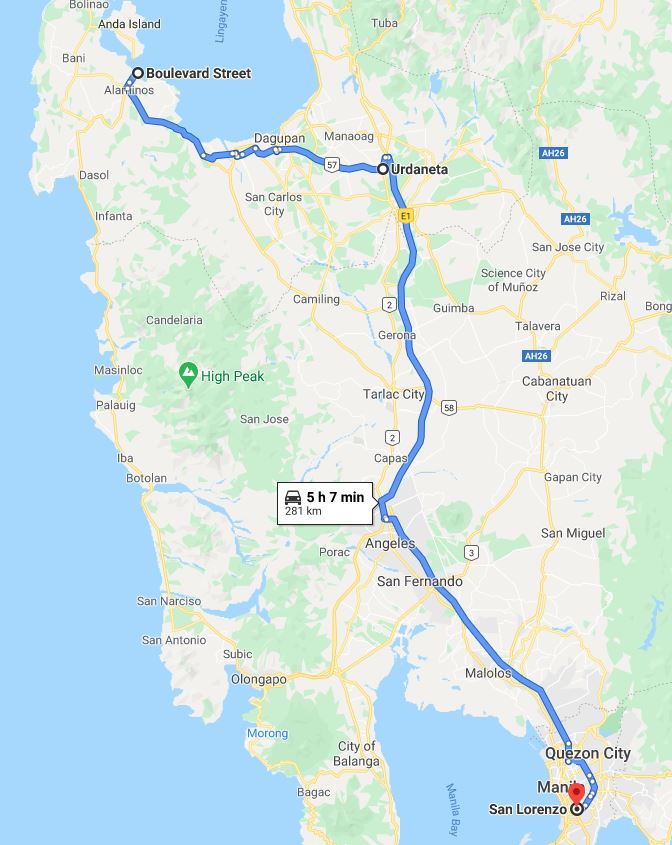 route from home to Pangasinan route to Pangasinan